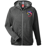 Men's Heathered Performance Hooded Jacket - FIL-CAN Trucker Logo