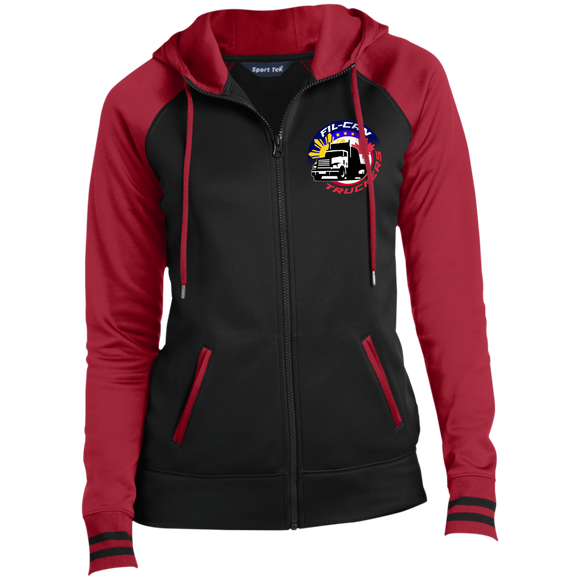 Ladies' Moisture Wick Full-Zip Hooded Jacket - FIL-CAN Trucker Logo