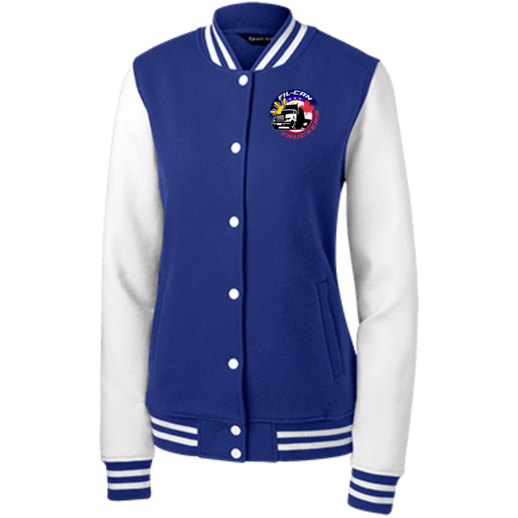 Women's Fleece Letterman Jacket - FIL-CAN Trucker Logo